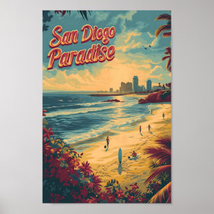 San Diego Californië Vintage Reisillustratie Poster