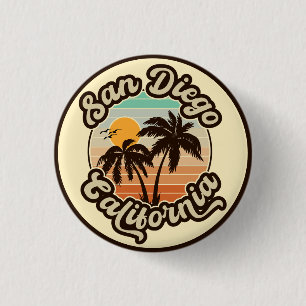 San Diego Californië zonsondergang palmbomen souve Ronde Button 3,2 Cm