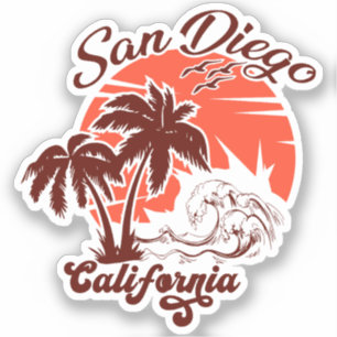 San Diego Californië zonsondergang palmbomen souve Sticker
