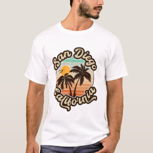 San Diego Californië zonsondergang palmbomen souve T-shirt