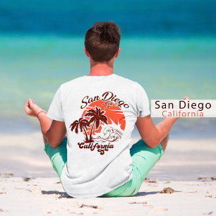 San Diego Californië zonsondergang palmbomen souve T-shirt