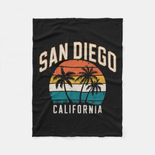 San Diego Californië Zonsondergang Palmen Vintage Fleece Deken