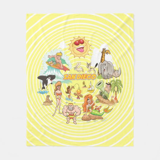 San Diego Cartoon Fleece Deken (Voorkant)