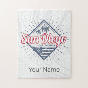 San Diego City California Retro Palmbomen Vintage Legpuzzel