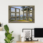 San Diego City Scape Through Open Window Poster (Bureau à domicile)