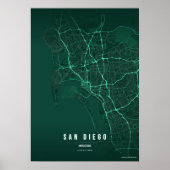 San Diego Emerald Map Print Poster Wallart Gift (Devant)