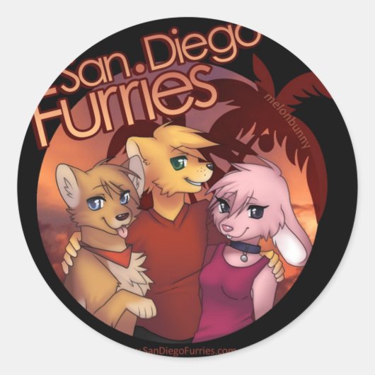 San Diego Furries Ronde Sticker (Voorkant)