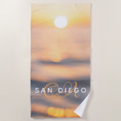 San Diego Golden Ocean Sunset Custom Strandlaken (Voorkant)