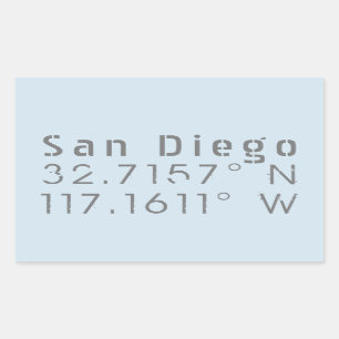 San Diego Latitude Longitude Rechthoekige Sticker