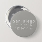 San Diego Latitude Longitude Ronde Button 7,6 Cm (Voorkant /achterkant)