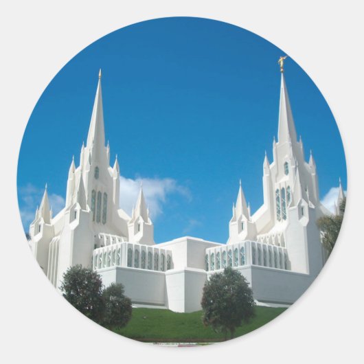 San Diego LDS Temple Ronde Sticker (Voorkant)