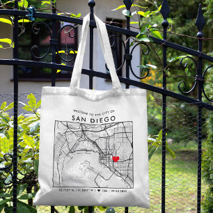 San Diego Love Locator   Stadsplattegrond Bruiloft Tote Bag