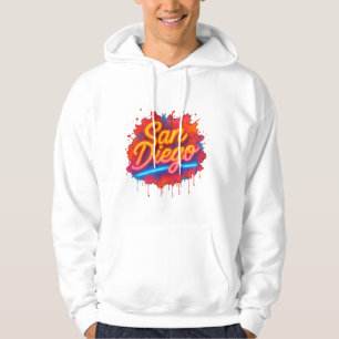 San Diego Neon Street Art – Kleurrijk Retro Script Hoodie