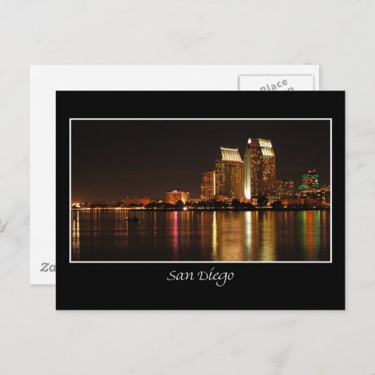San Diego Night Skyline Briefkaart (Voorkant / Achterkant)
