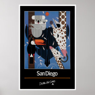 San Diego Print Californië Reisposter Zoo Kunst
