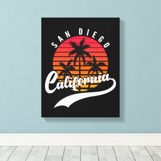 San Diego Retro Sunset Canvas Afdrukken (Insitu (Houten vloer))