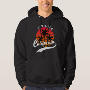 San Diego Retro Sunset en Palm Trees Black Hoodie