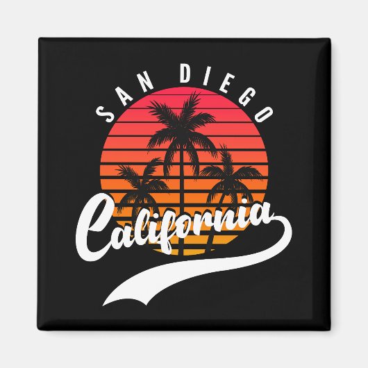 San Diego Retro Sunset en Palm Trees Magnet Magneet (Voorkant)