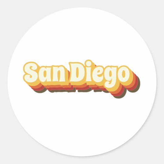 San Diego Retro  tekst Ronde Sticker (Voorkant)
