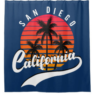 San Diego Retro Zonsondergang Douchemuts Douchegordijn