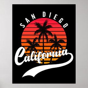 San Diego Retro Zonsondergang Poster