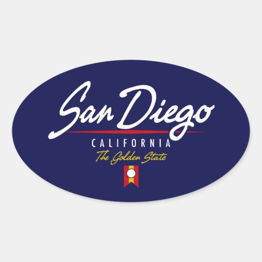 San Diego Script Ovale Sticker (Voorkant)