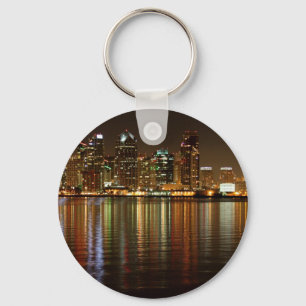 San Diego Silhouet 's Nachts Sleutelhanger