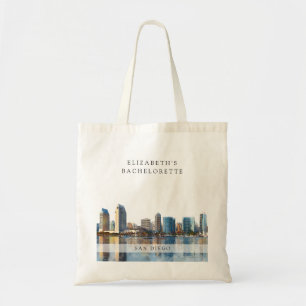 San Diego Silhouette Watercolor Meisjesuitstap Tote Bag