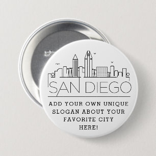 San Diego Skyline   Aangepaste slogan-Button Ronde Button 7,6 Cm