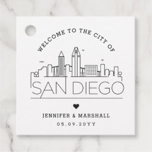 San Diego Skyline Bruiloft Welkom Favor Bedankjes Labels