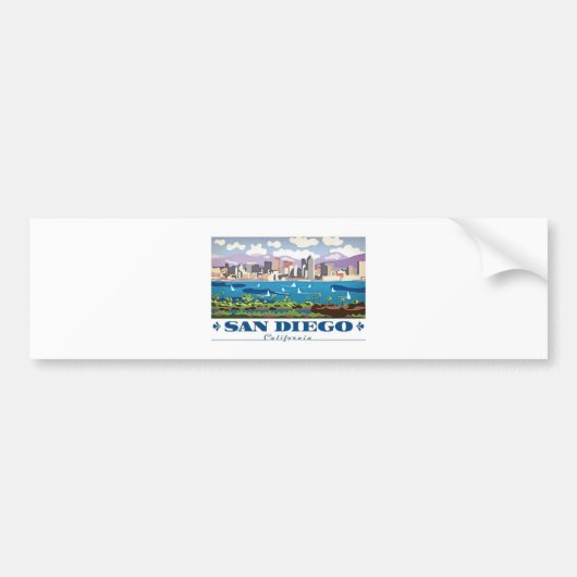 San Diego Skyline Bumpersticker (Voorkant)