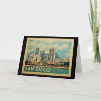 San Diego Skyline California Vintage Travel