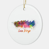 San Diego skyline in waterverf Keramisch Ornament (Links)