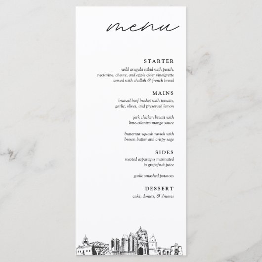 San Diego Skyline Modern Mariage Diner Menu (Devant)