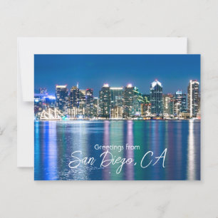 San Diego Skyline Nachtreizen Souvenir Briefkaart