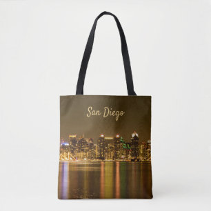San Diego Skyline Night California Souvenir Draagtas