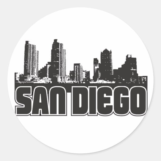 San Diego Skyline Ronde Sticker (Voorkant)