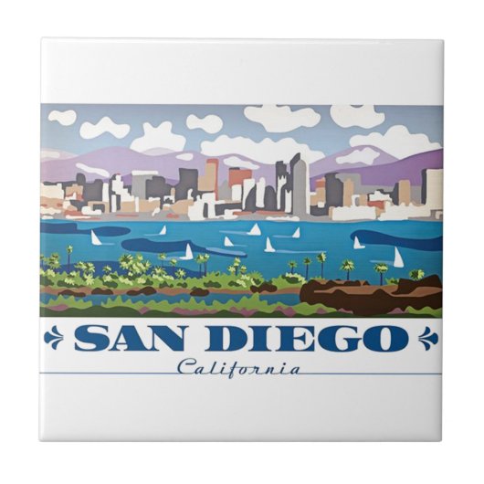 San Diego Skyline Tegeltje (Voorkant)