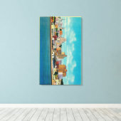 San Diego Skyline uit de BaySan Diego, CA Canvas Afdruk (Insitu (Houten vloer))