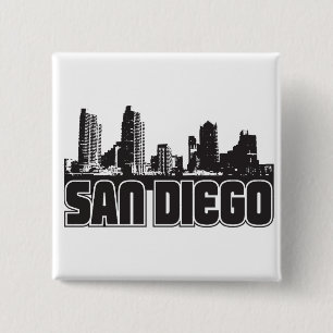 San Diego Skyline Vierkante Button 5,1 Cm