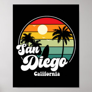 San Diego Strand Californië Surfen Surfer Souvenir Poster