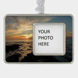 San Diego Sunset I California Seascape Verzilverd Kader Ornament