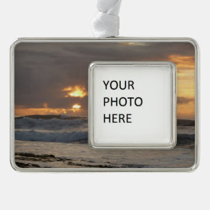 San Diego Sunset IV California Seascape Verzilverd Kader Ornament