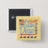 San Diego Surf Challenge 1986 Vierkante Button 5,1 Cm (Voorkant /achterkant)