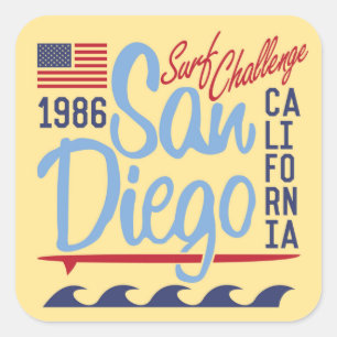 San Diego Surf Challenge 1986 Vierkante Sticker