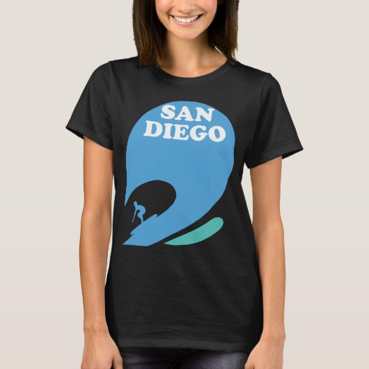 San Diego Surfer Blauwe Golf Retro Reis T-shirt (Voorkant)
