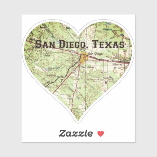 San Diego TX Kaart Sticker (Vel)