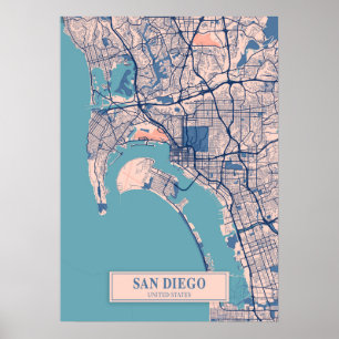 San Diego - United States Breezy City Map Poster