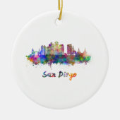 San Diego V2 skyline in waterverf Keramisch Ornament (Voorkant)