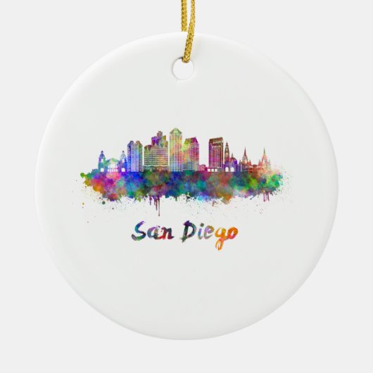 San Diego V2 skyline in waterverf Keramisch Ornament (Voorkant)